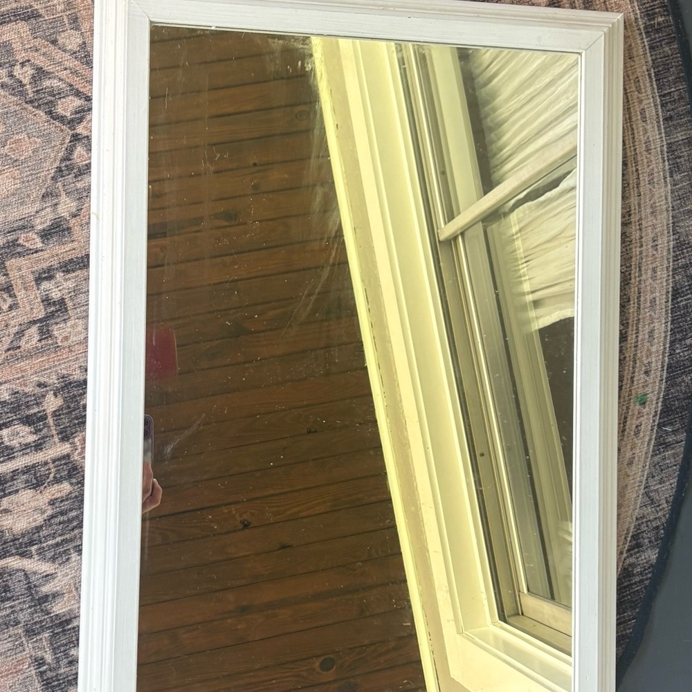 White Framed Wall Mirror - Farmhouse Accent